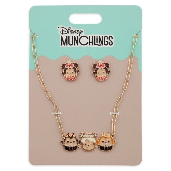 Disney Jewelry - Disney Parks Munchlings Baked Treats Mickey Minnie Necklace & Earrings Set
